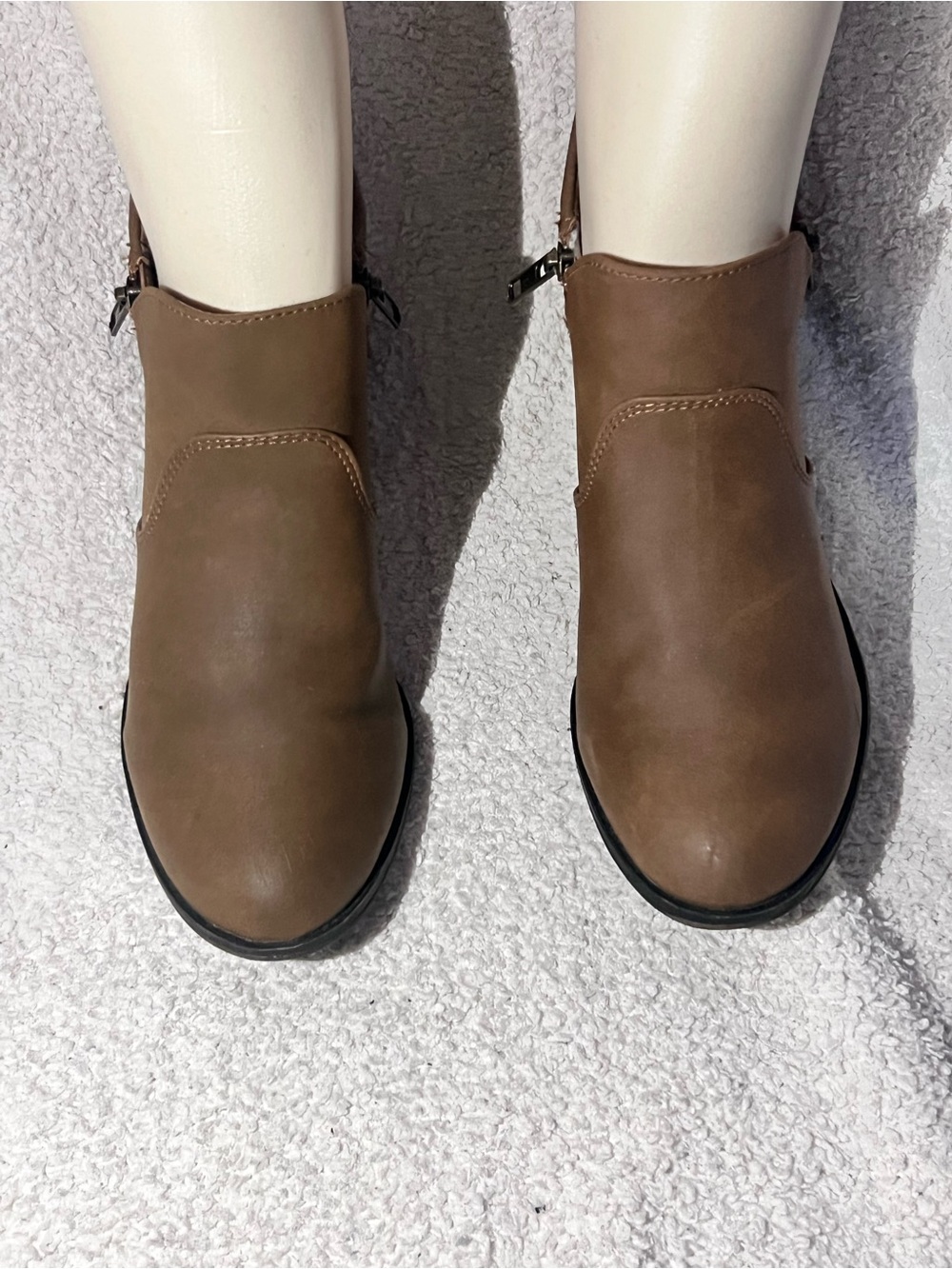 Sun + Stone Chestnut Brown Side-Zip Ankle Booties